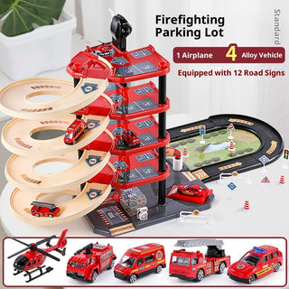 Kids Multi-Level Alloy Car Parking Garage Playset with Elevator & Lift Track