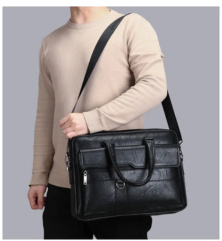 PU Leather Laptop Briefcase – Waterproof Business Commuter Shoulder Bag
