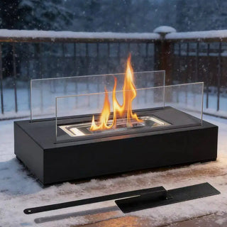 Rectangle Glass Tabletop Fireplace – Portable Clean Burning Fire Bowl for Indoor & Outdoor Use