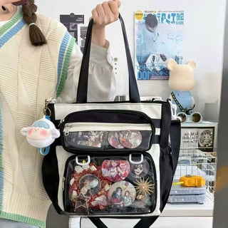 Japanese Transparent Ita Bag - Large Capacity Anime-Inspired Handbag for Women, Nylon Crossbody Tote for Girls