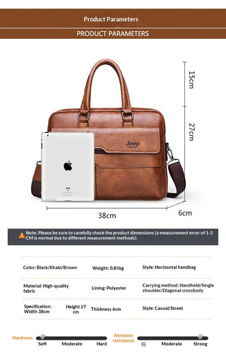 PU Leather Laptop Briefcase – Waterproof Business Commuter Shoulder Bag